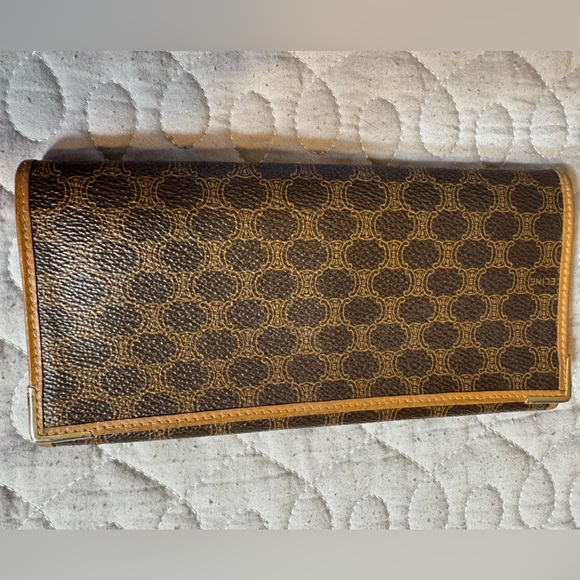 Celine Large Macadam Brown/Tan Envelope Leather Continental Wallet - Picture 1 of 16